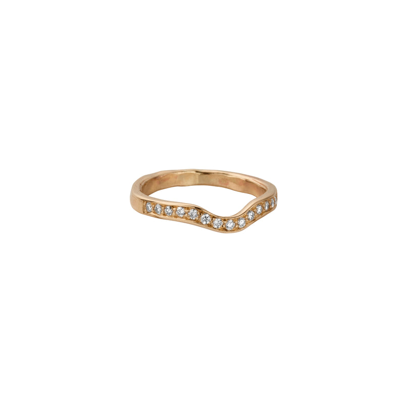 9ct Gold Pavé Set Diamond Wave Band