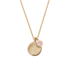 Gold Rose Quartz Moon & Stone Necklace