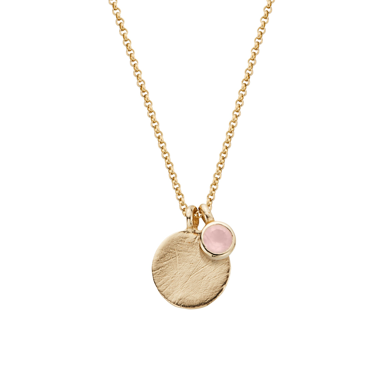 Gold Rose Quartz Moon & Stone Necklace