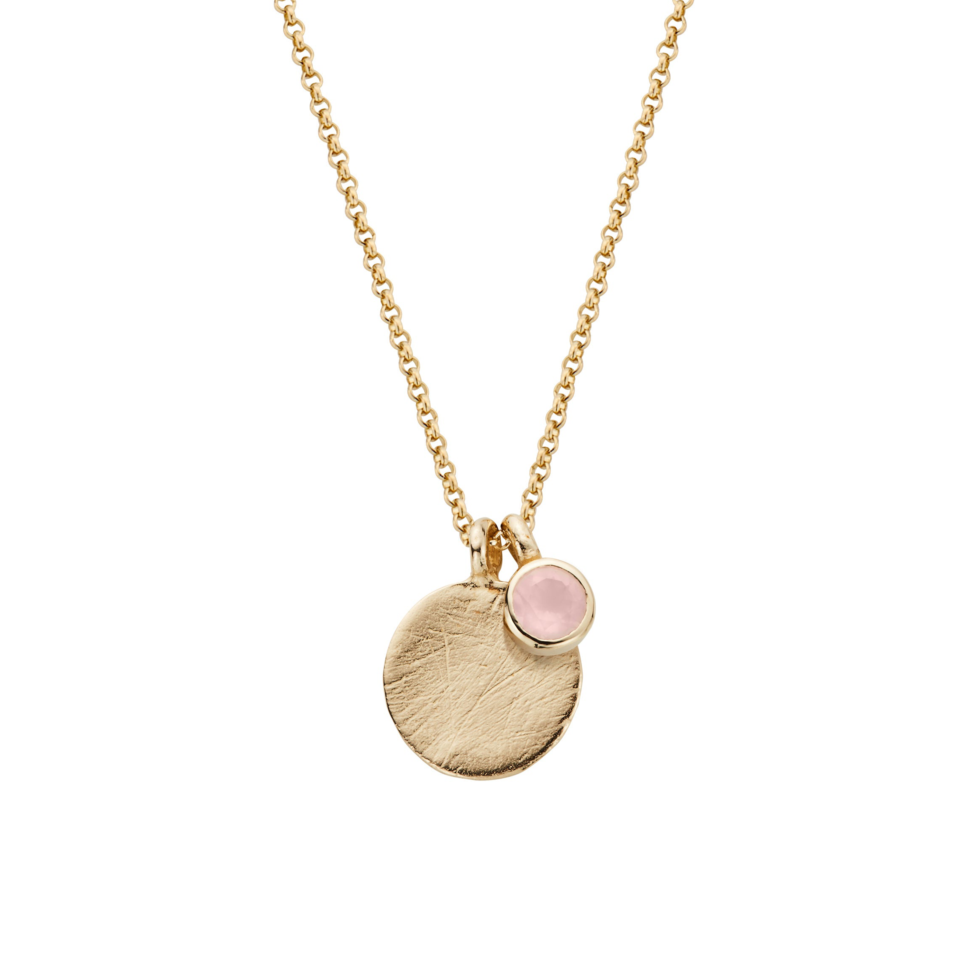 Gold Rose Quartz Moon & Stone Necklace