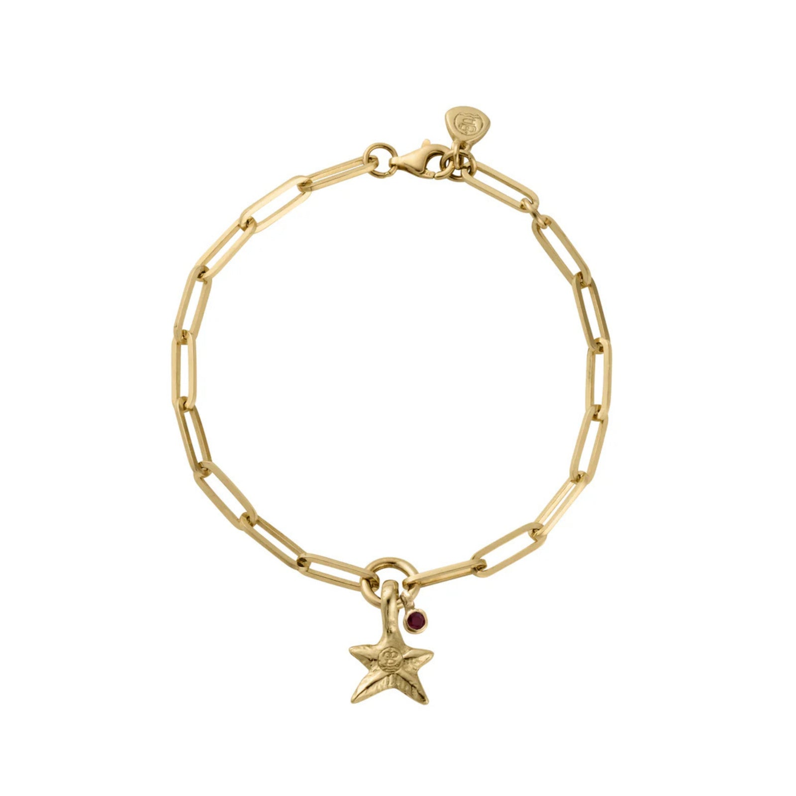 Gold Ruby Mini Star Trace Chain Bracelet