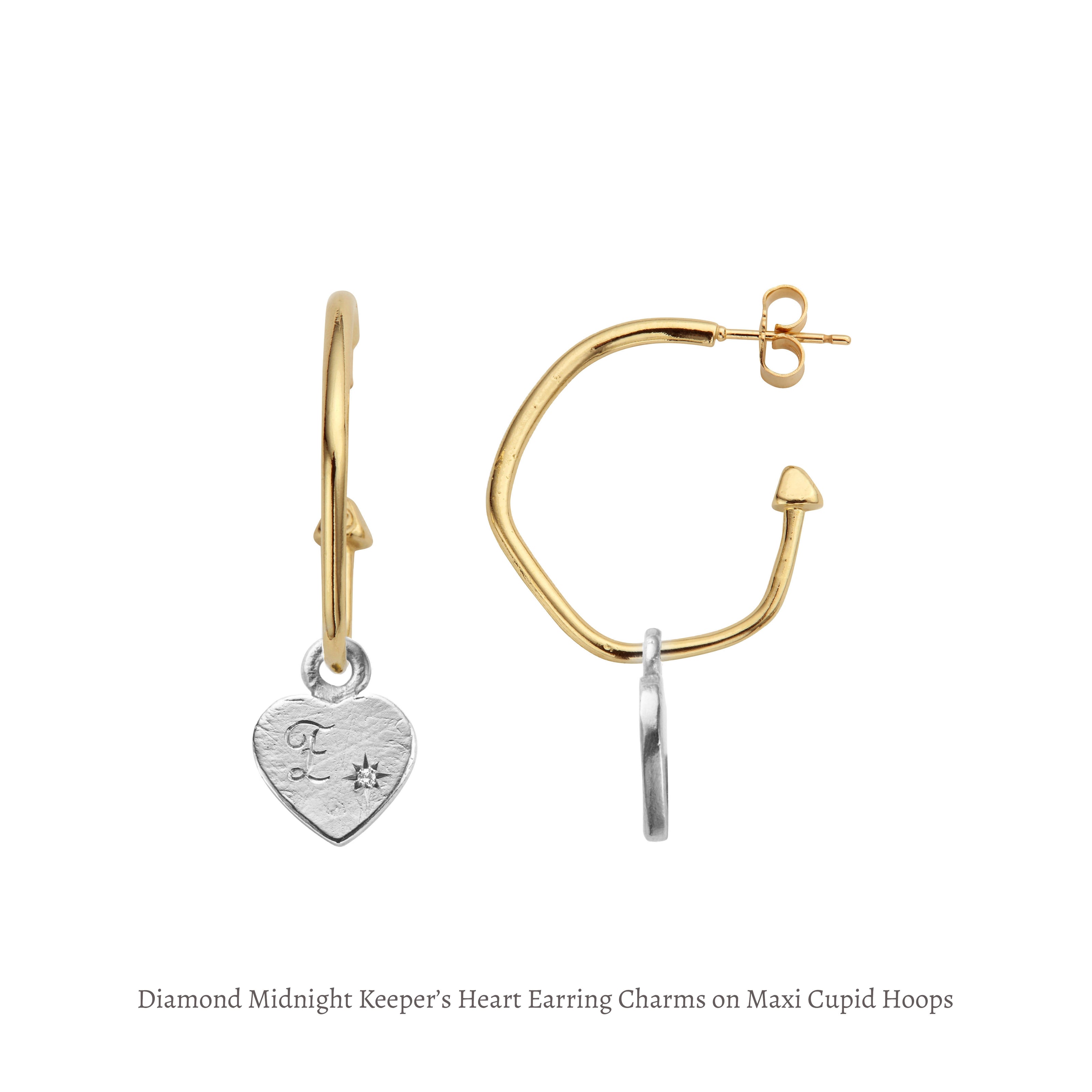 Silver Diamond Midnight Keeper's Heart Earring Charms