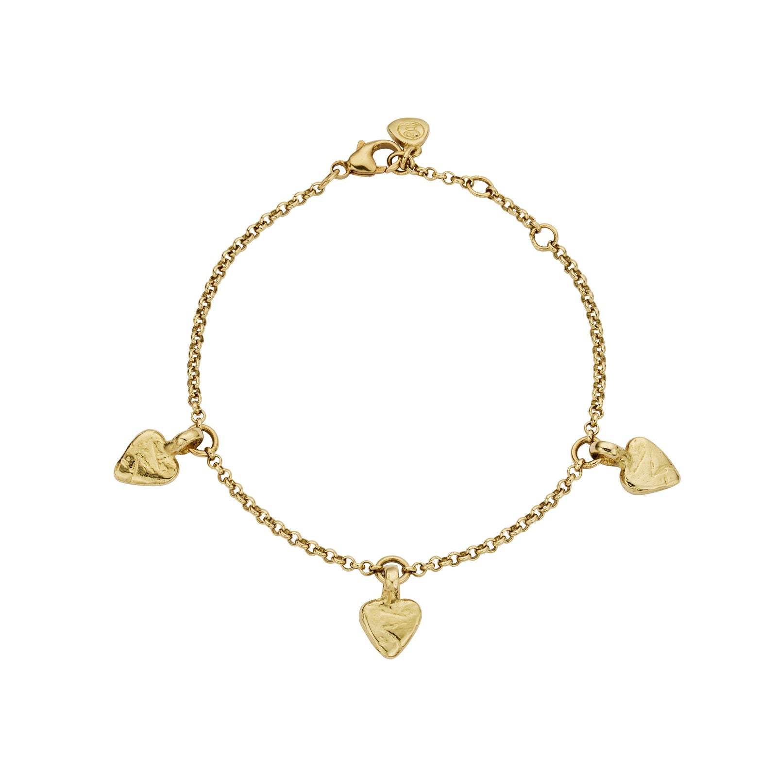 Gold Trio Baby Heart Chain Bracelet