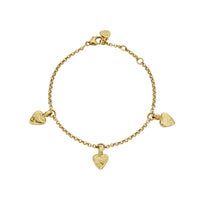 Gold Trio Baby Heart Chain Bracelet