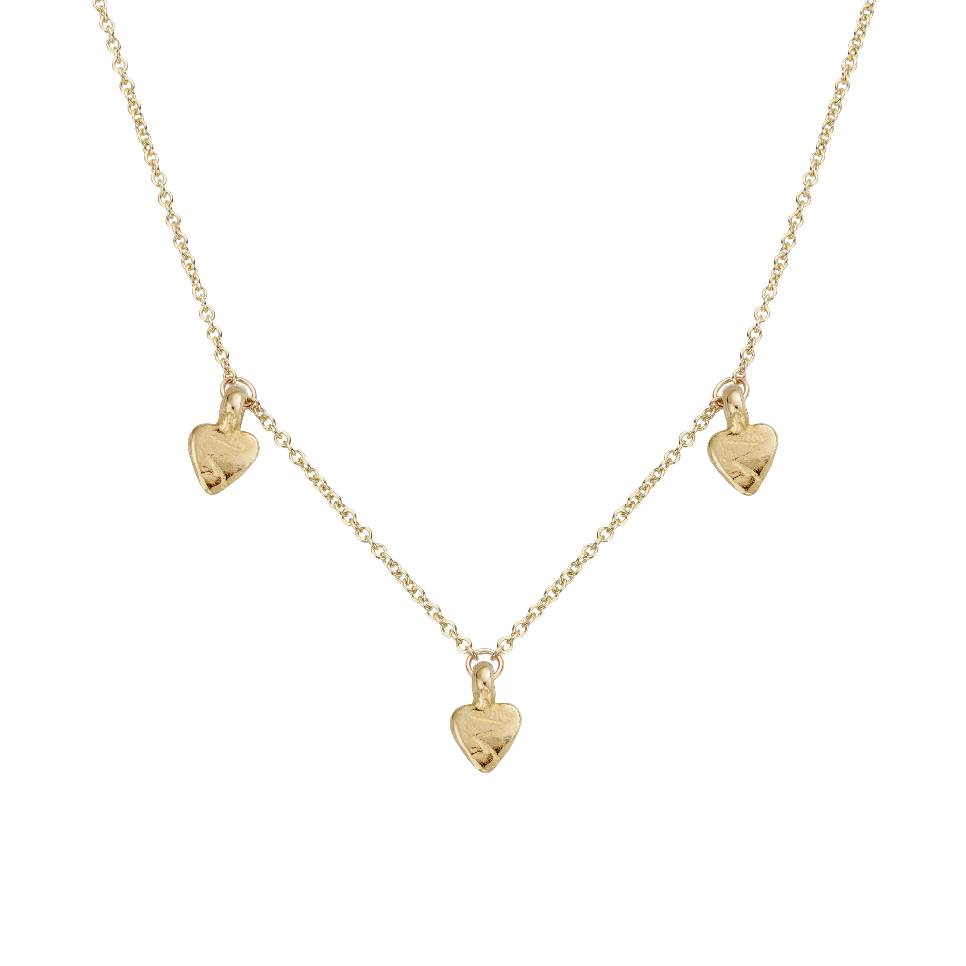 アクセサリー lui jewelry little heart chain necklace Gold Trio Baby Heart Necklace – Daniella Draper