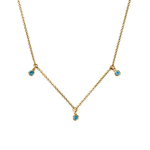 Gold Trio Blue Topaz Necklace