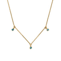 Gold Trio Blue Topaz Necklace