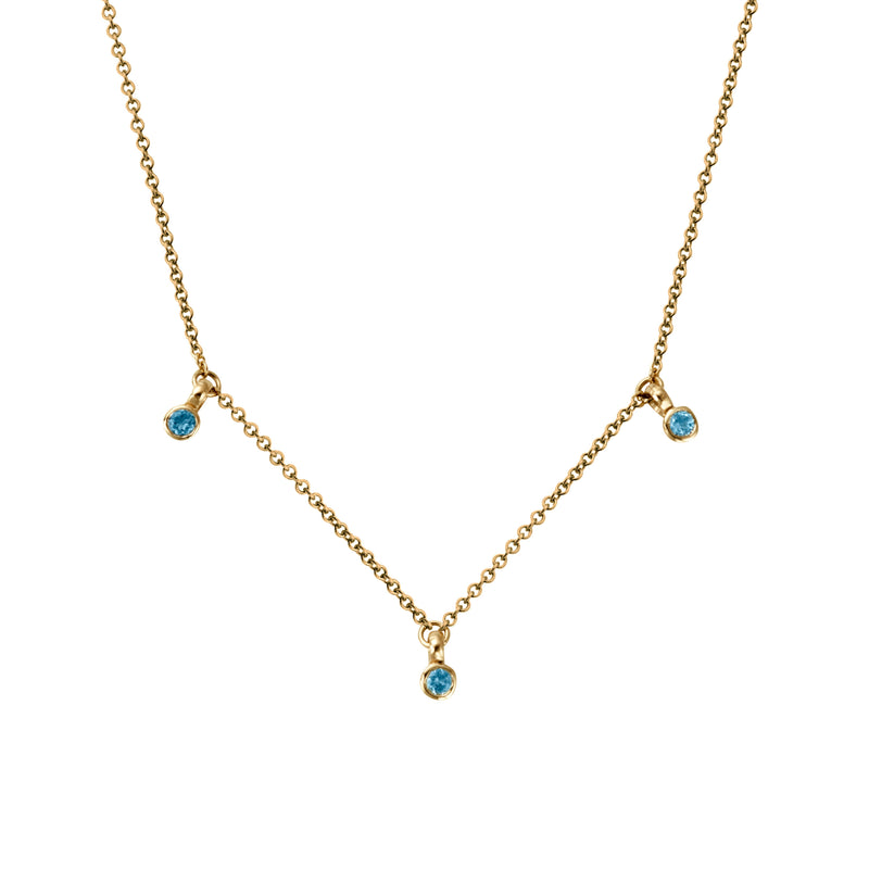 Gold Trio Blue Topaz Necklace