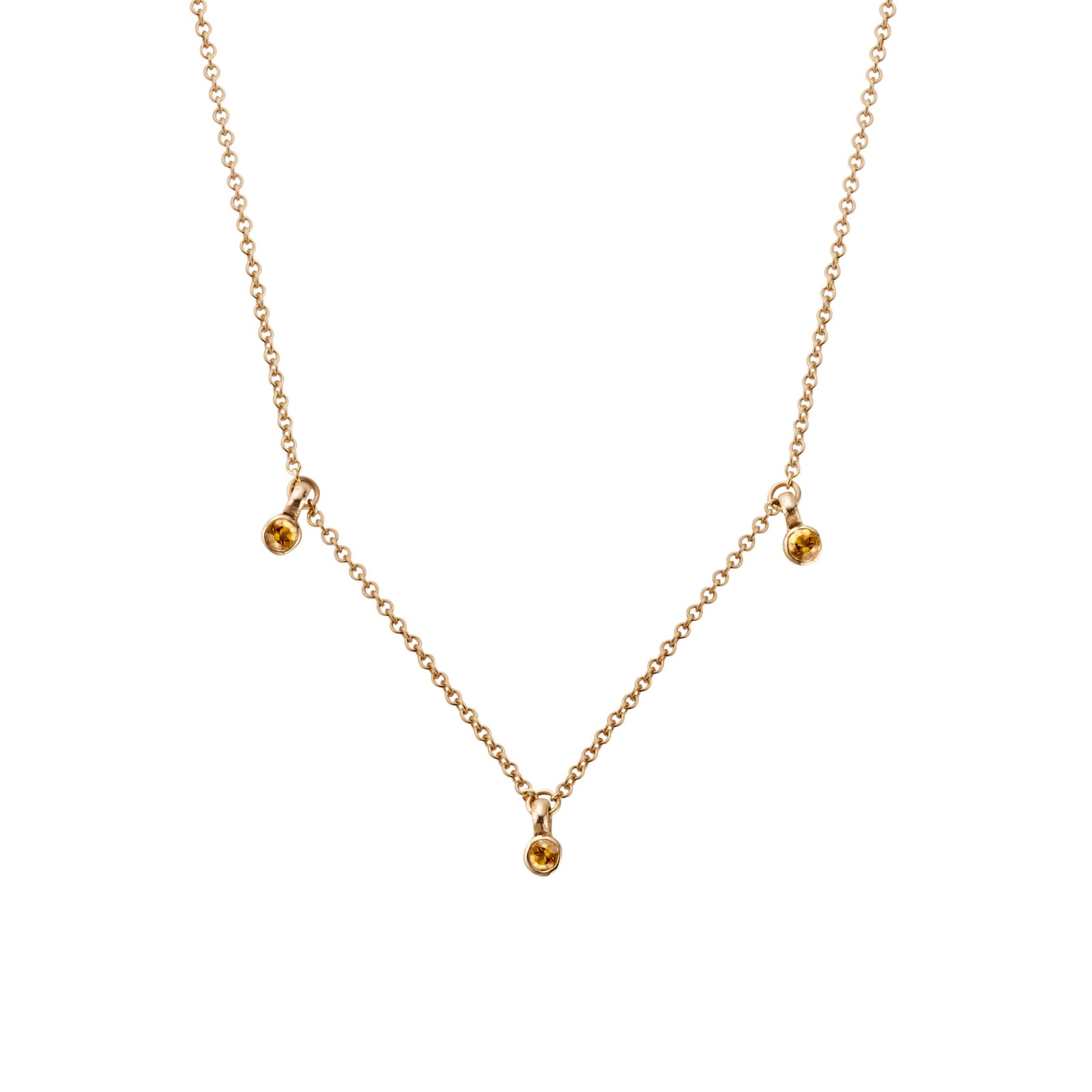 Gold Trio Citrine Necklace