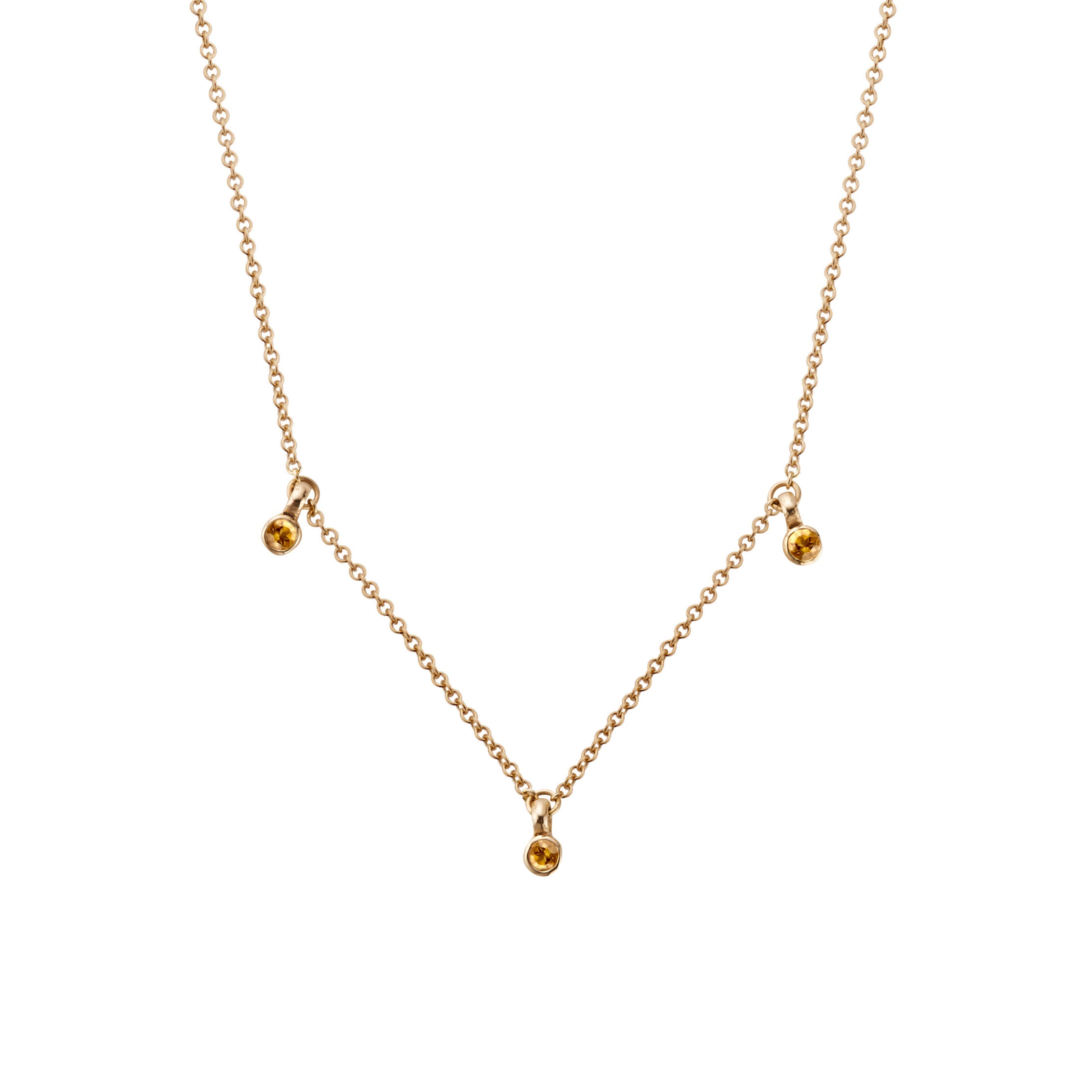Gold Trio Citrine Necklace