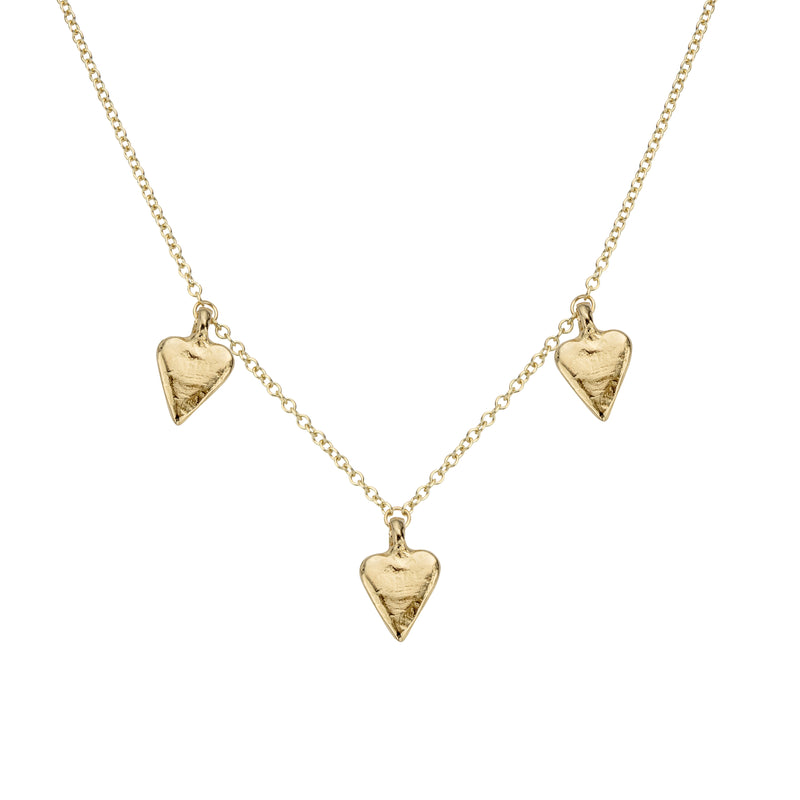 Gold Trio Mini Heart Necklace