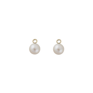 Gold Large White Pearl Earring Charms