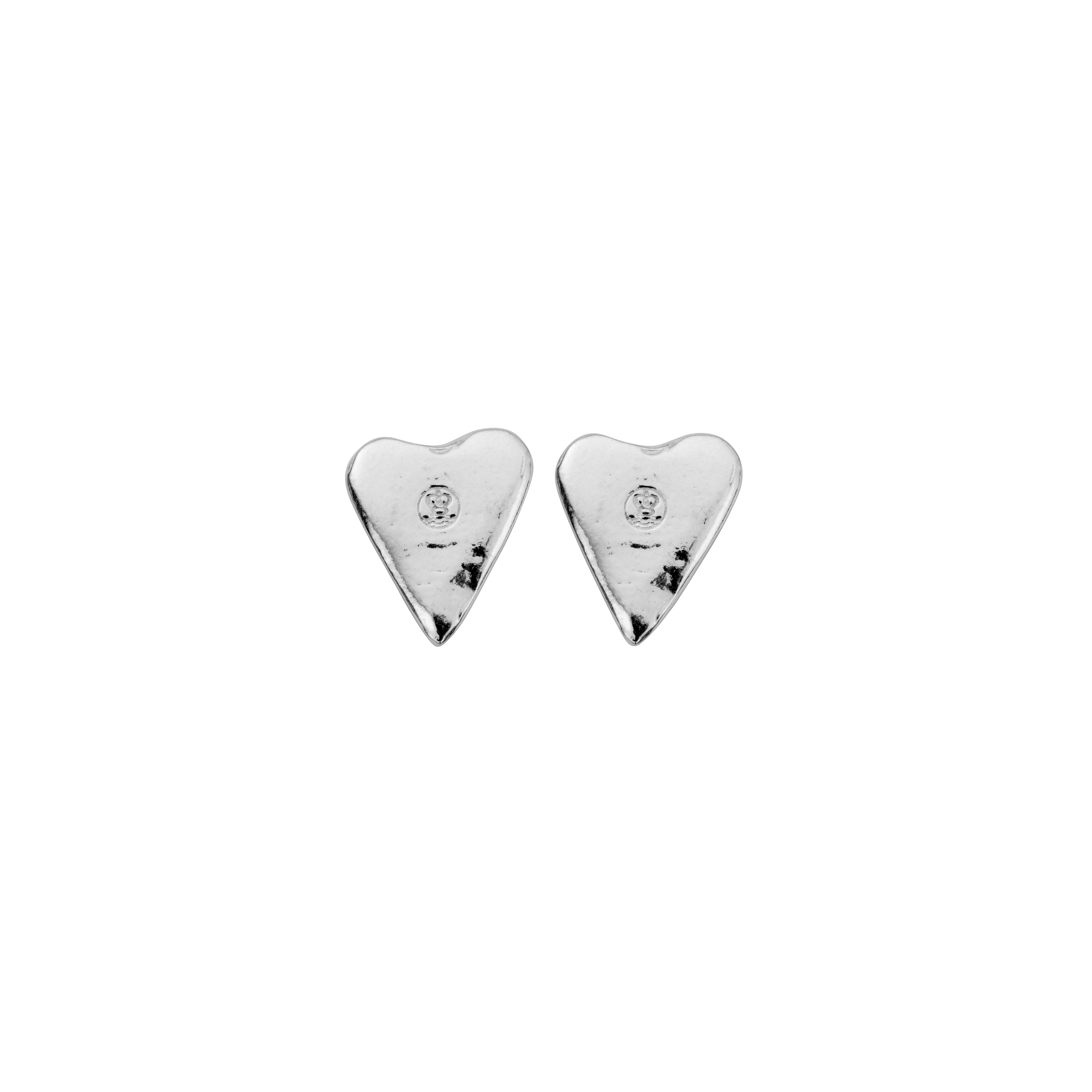 Silver Mini Heart Stud Earrings