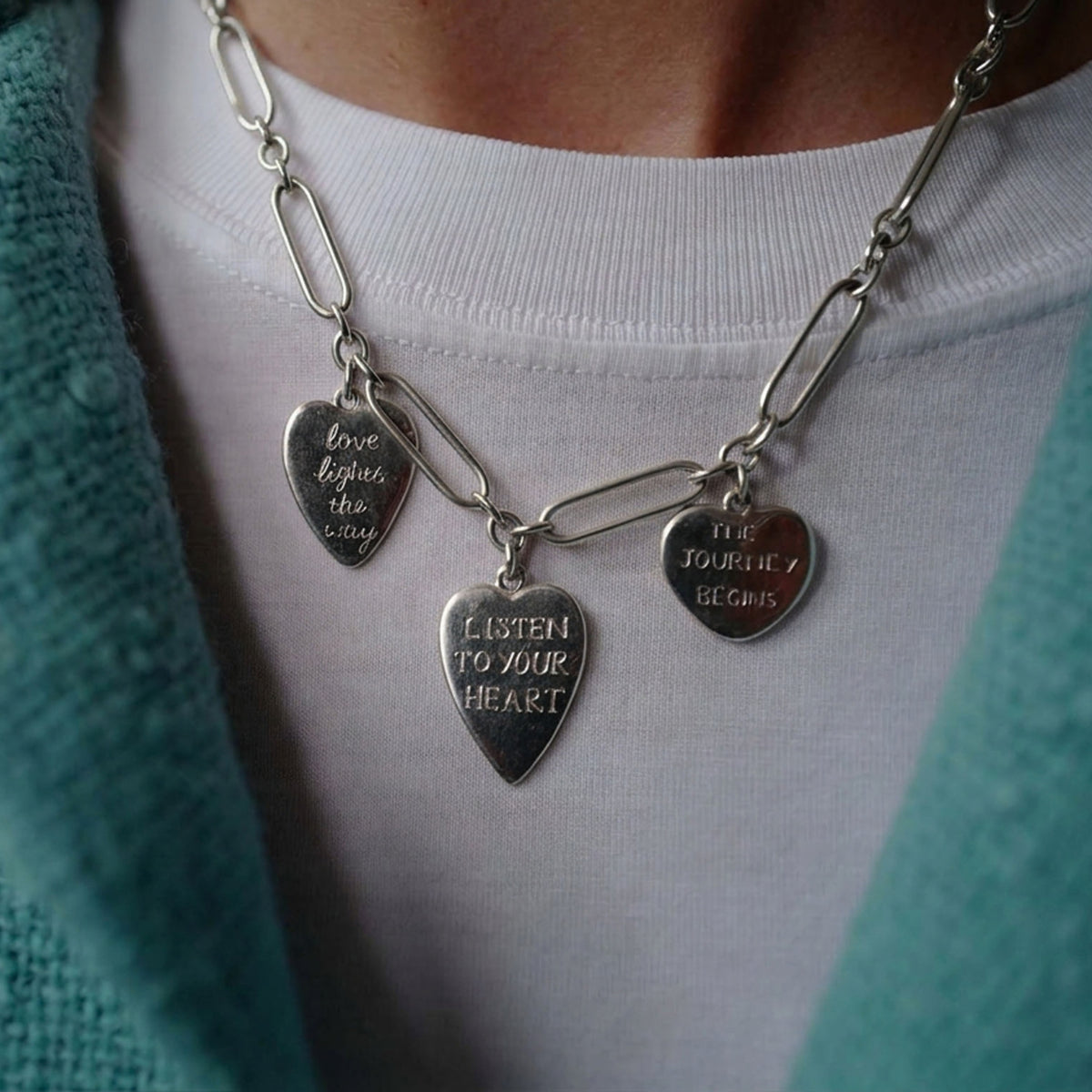 Silver Build Your Own Heart Token Necklace