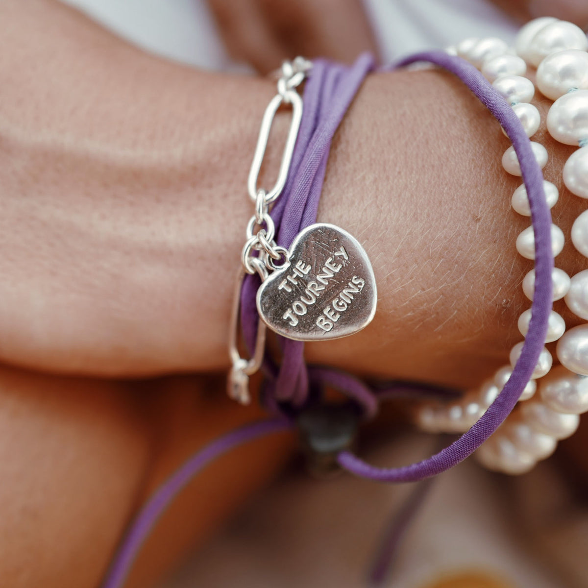 Silver 'The Journey Begins' Heart Token Bracelet