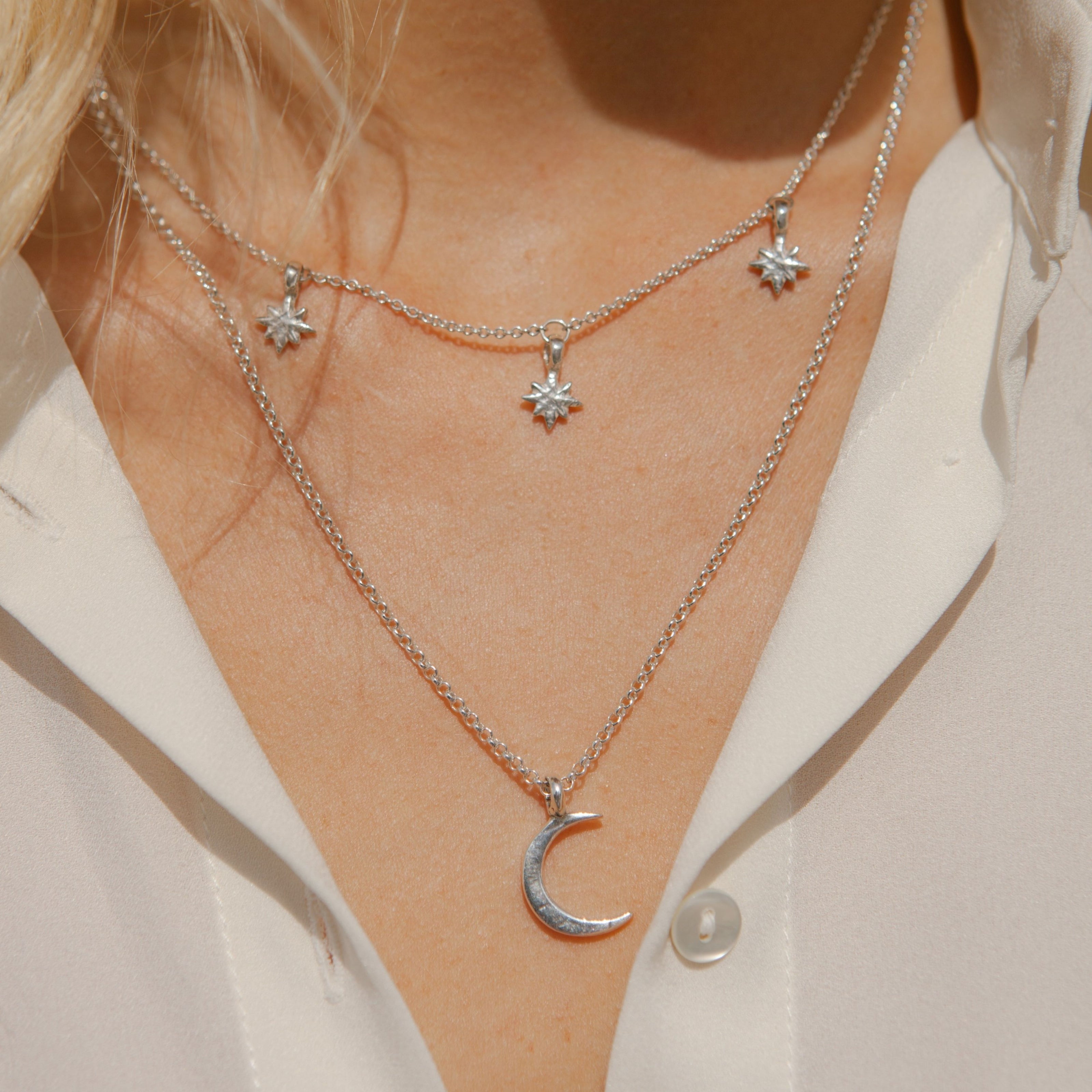 Silver Three Baby North Star Necklace