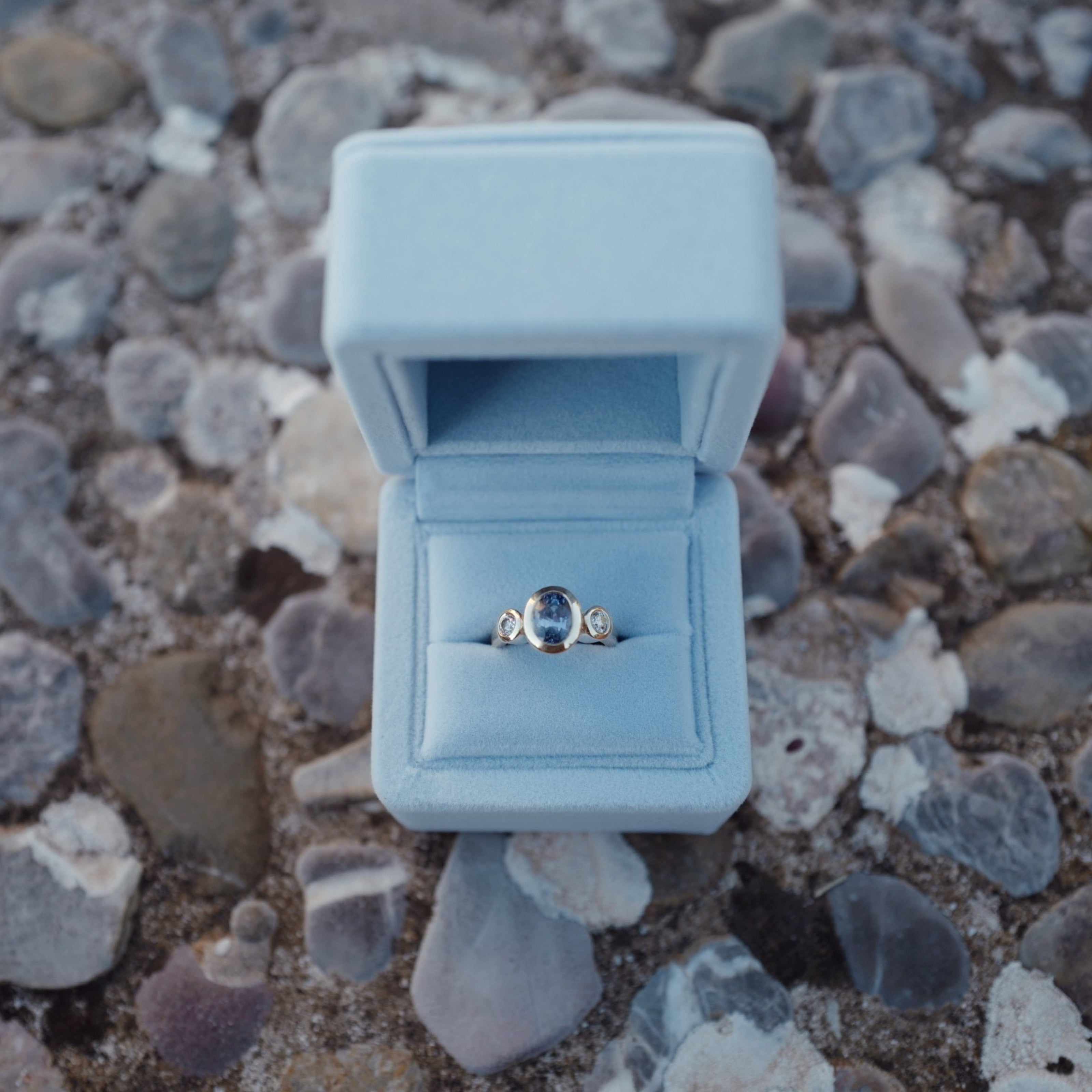 IRVETTE Gold Blue Sapphire & Diamond Ring