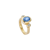 IRVETTE Gold Blue Sapphire & Diamond Ring
