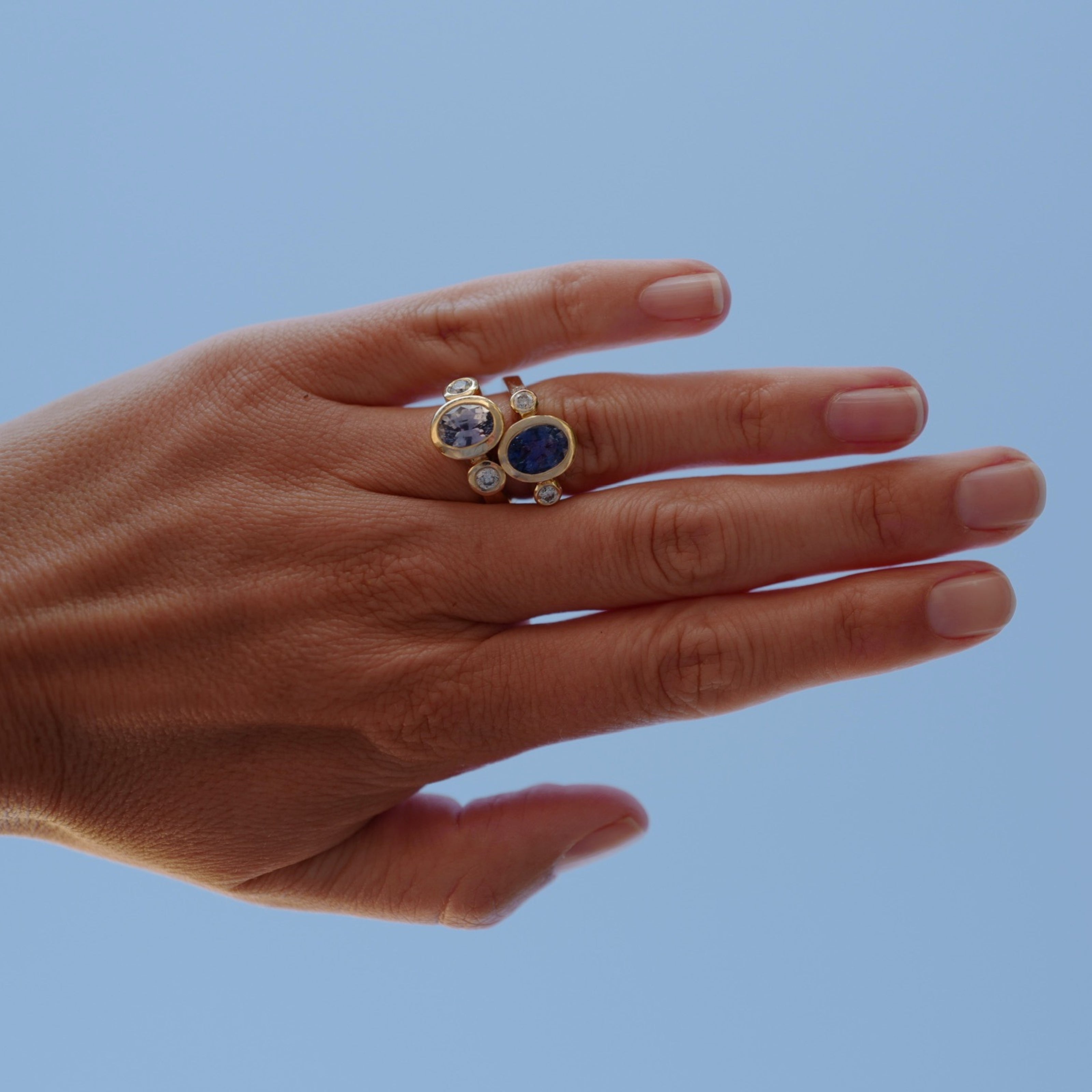 JAANA Gold Cornflower Blue Sapphire & Diamond Ring