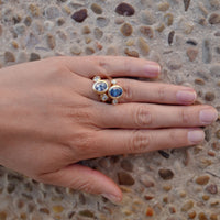 JAANA Gold Cornflower Blue Sapphire & Diamond Ring