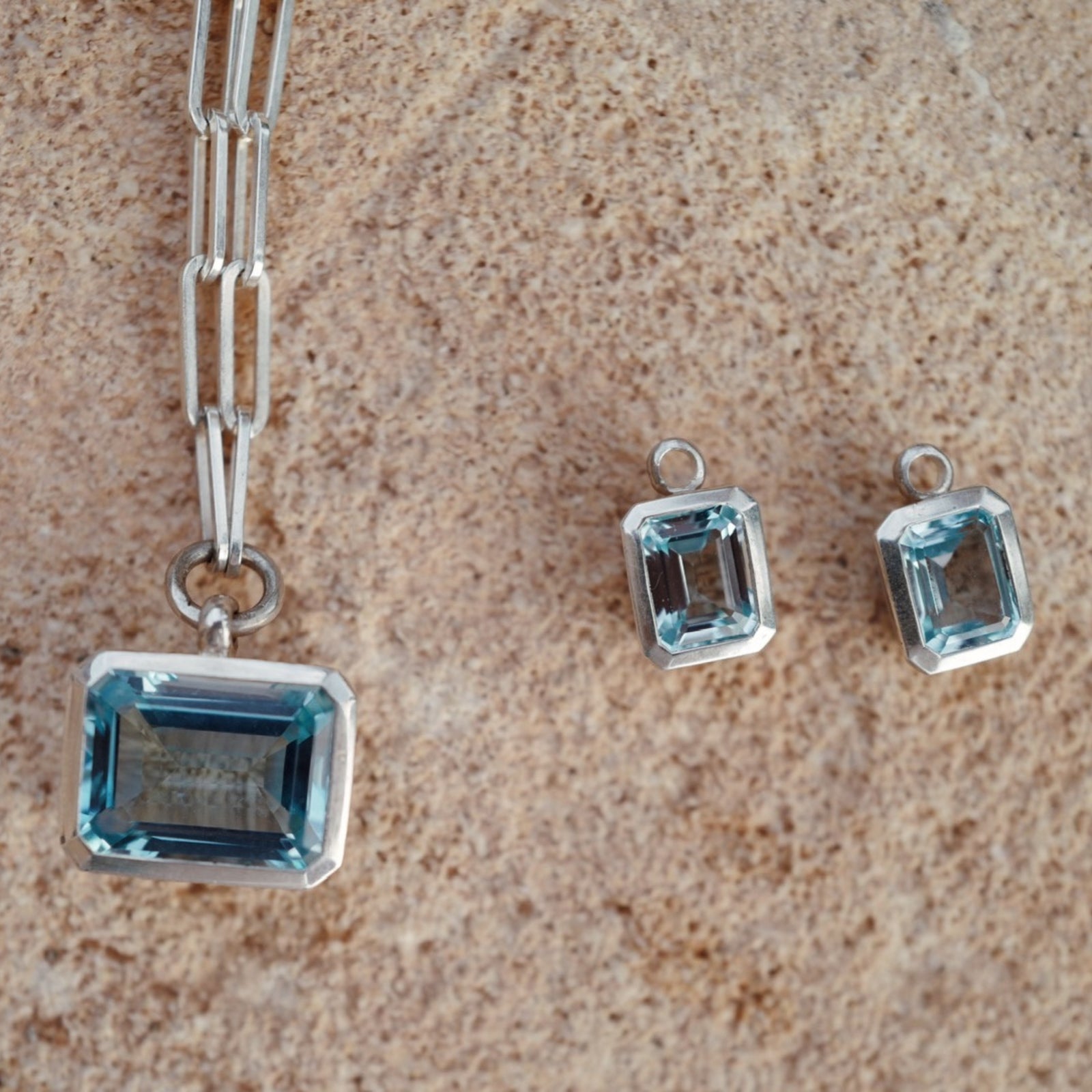 Silver Juno Blue Topaz Earring Charms