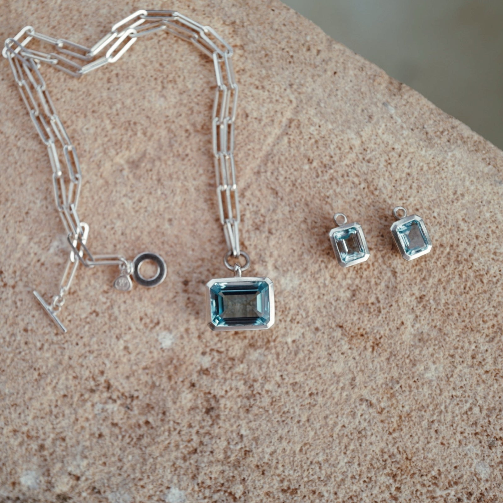 Silver Juno Blue Topaz Earring Charms