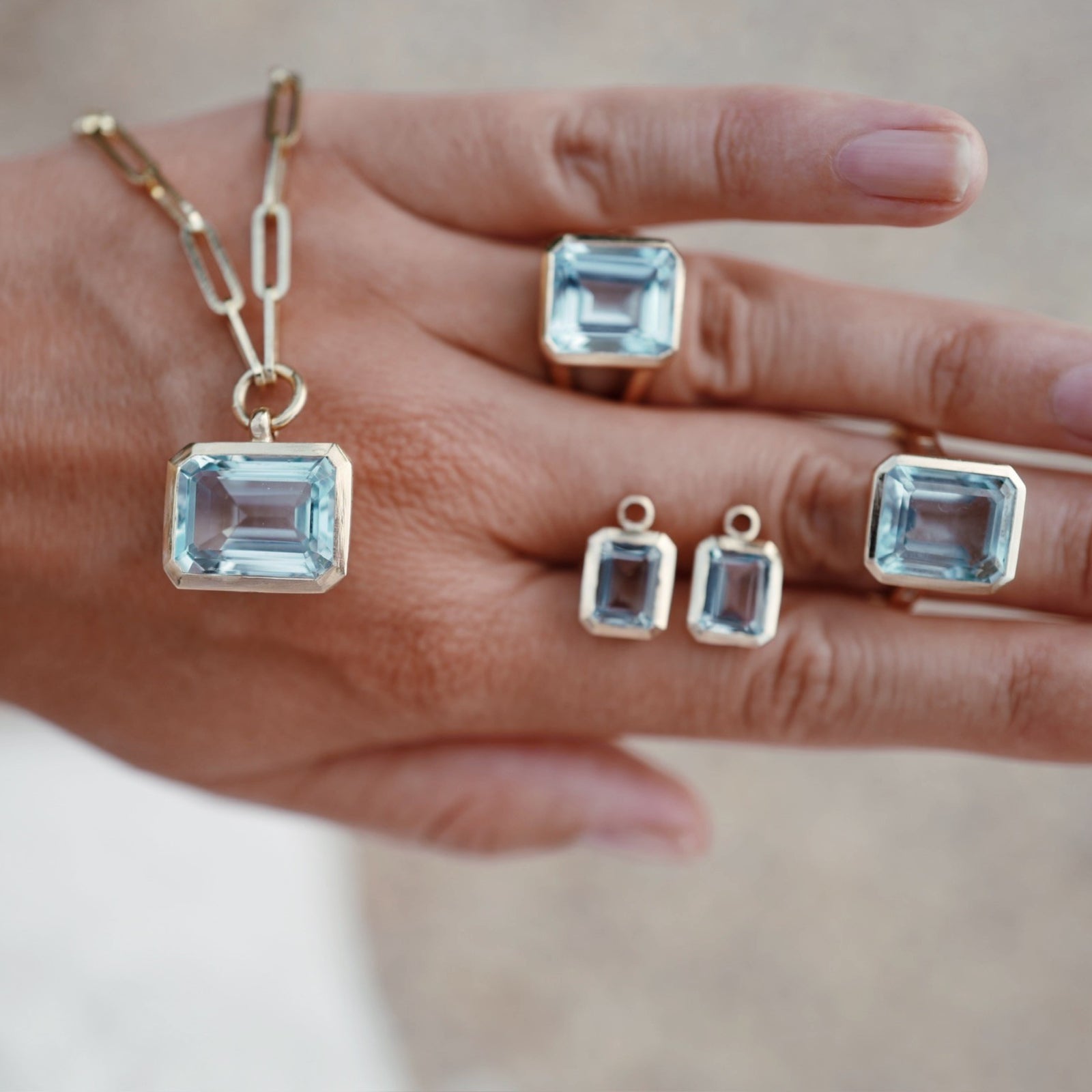 Gold Juno Blue Topaz Earring Charms