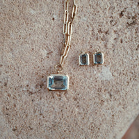 Gold Juno Blue Topaz Trace Chain Necklace
