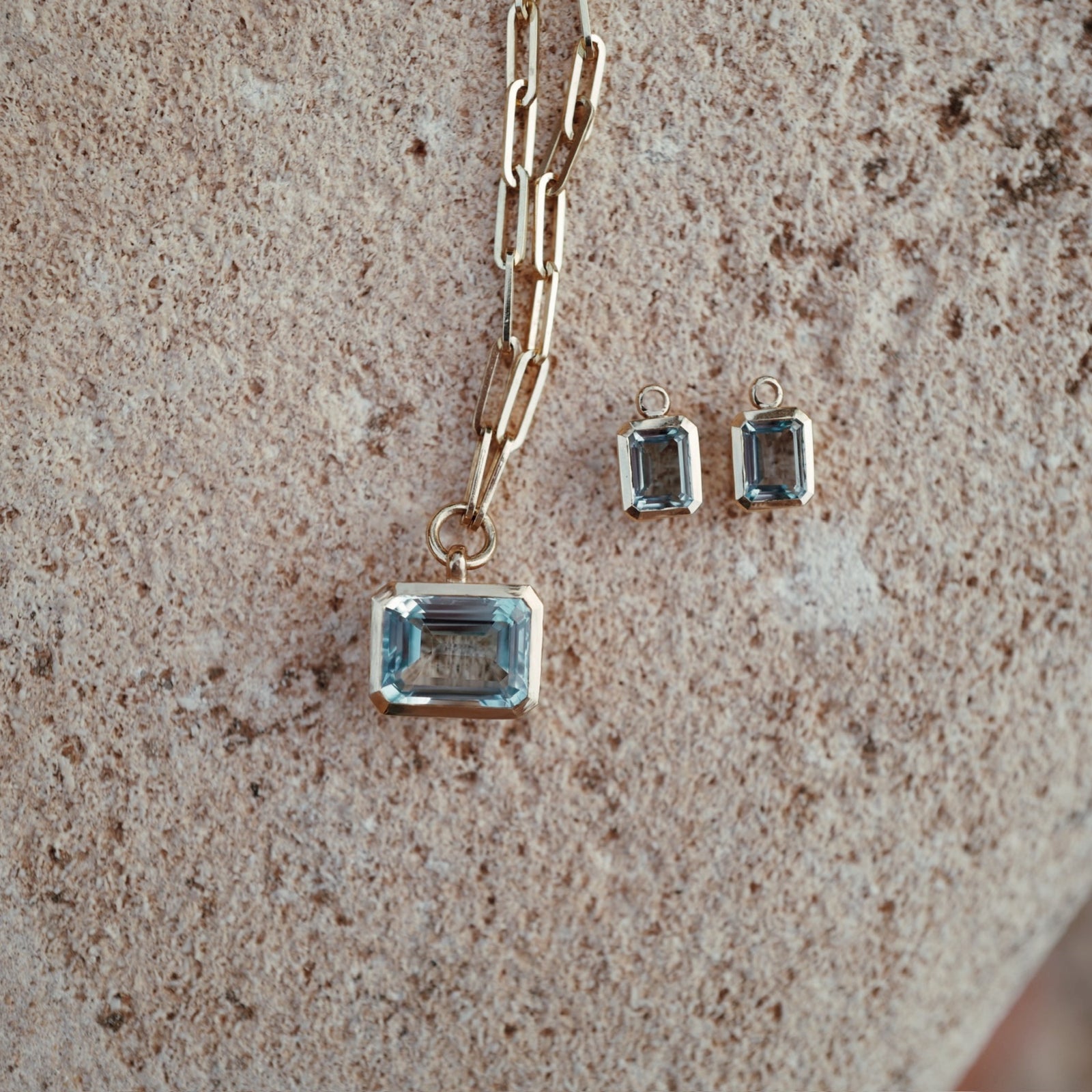 Gold Juno Blue Topaz Earring Charms