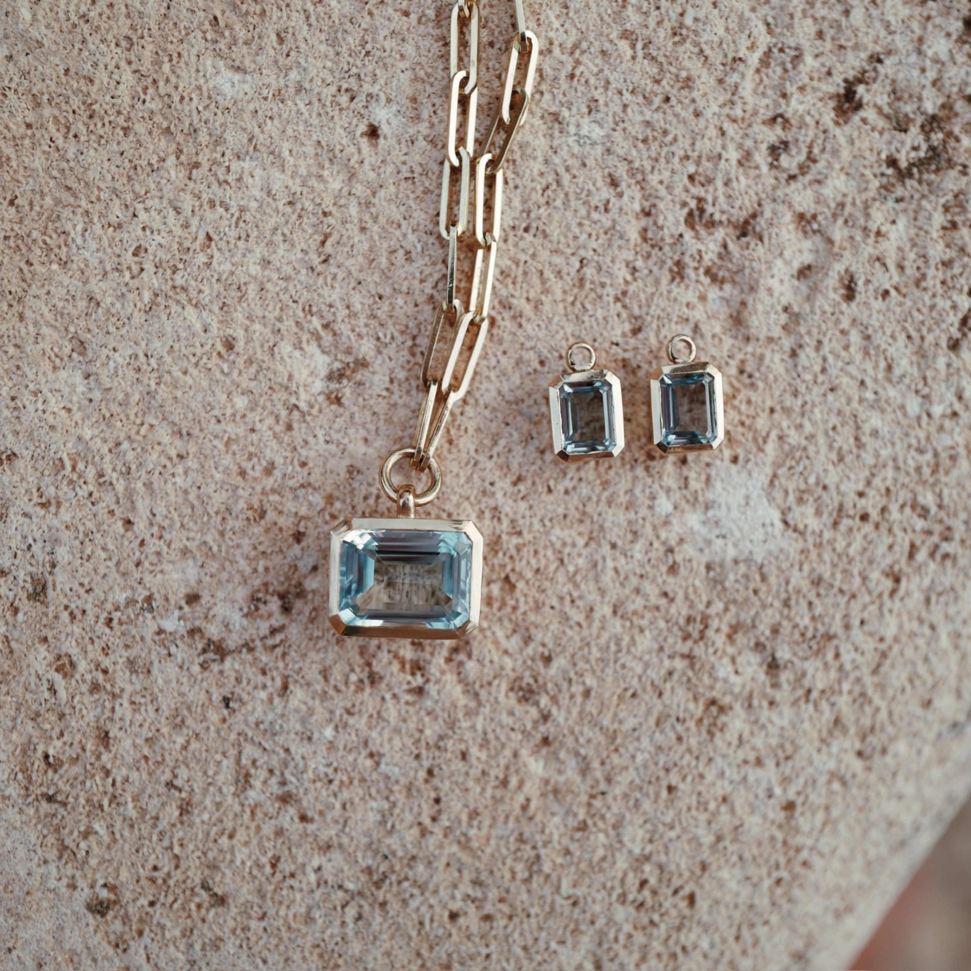 Gold Juno Blue Topaz Earring Charms