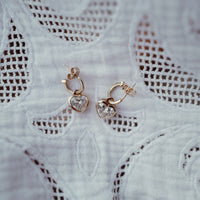 Gold Lab Grown Diamond Heart Tiny Cupid Hoop Earrings