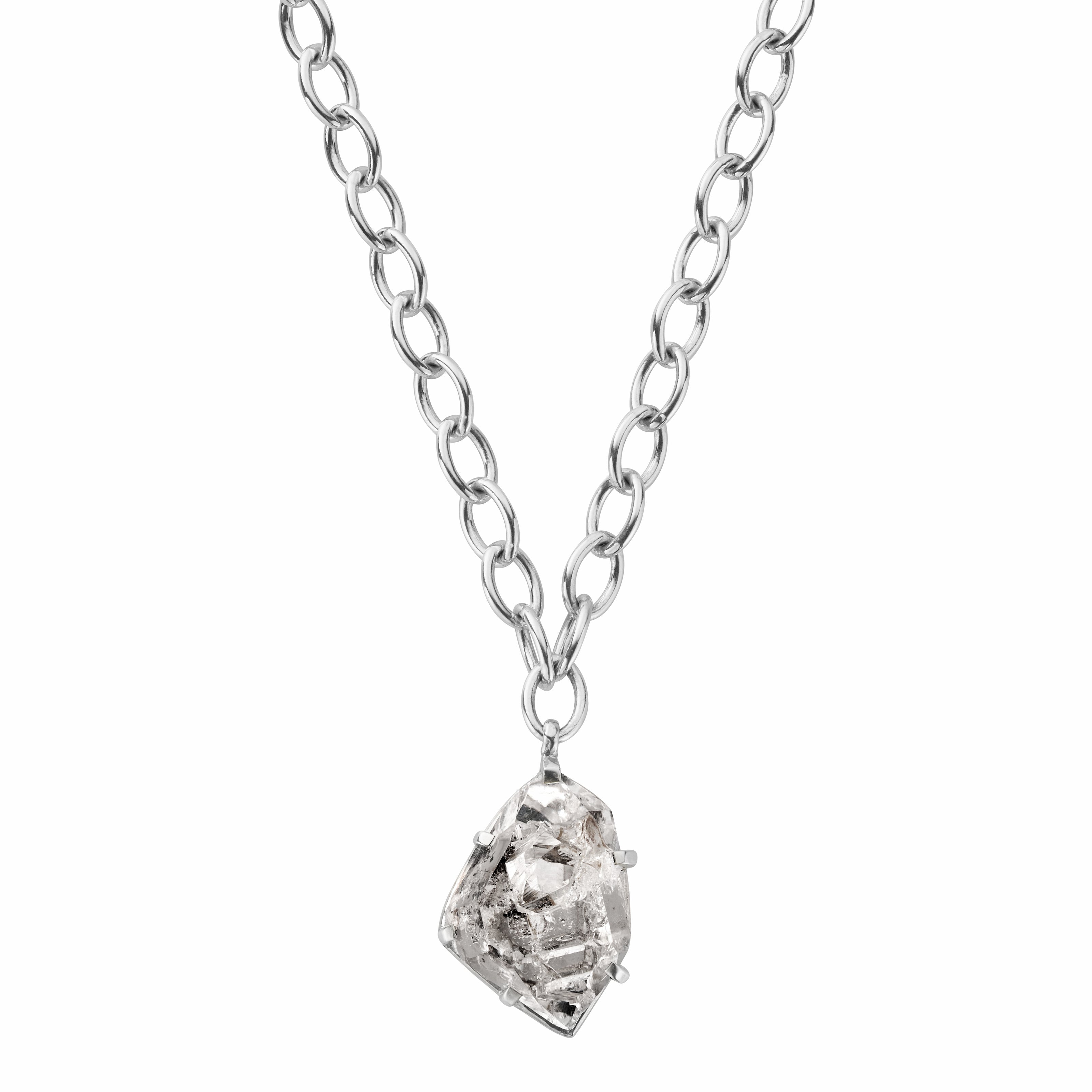 KLARINA Silver Clear Quartz Sylt Chain Necklace