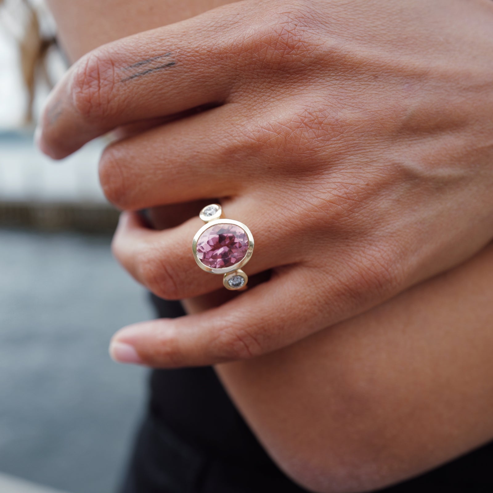 LALITA Gold Pink Tourmaline & Diamond Ring