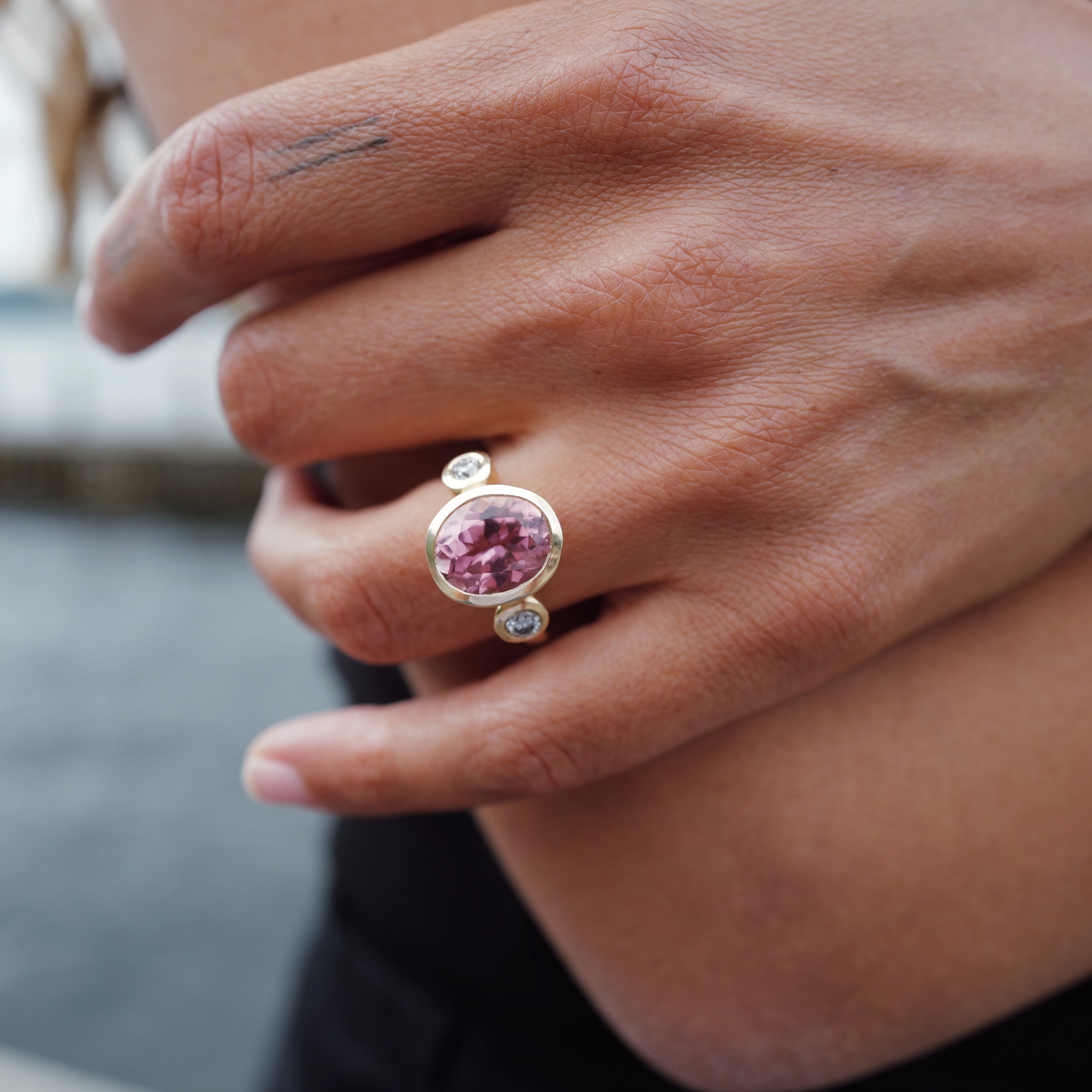 LALITA Gold Pink Tourmaline & Diamond Ring