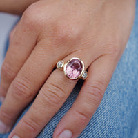 LALITA Gold Pink Tourmaline & Diamond Ring