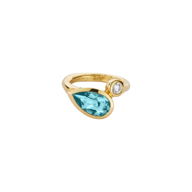 LIVIE Gold Aquamarine & Diamond Ring