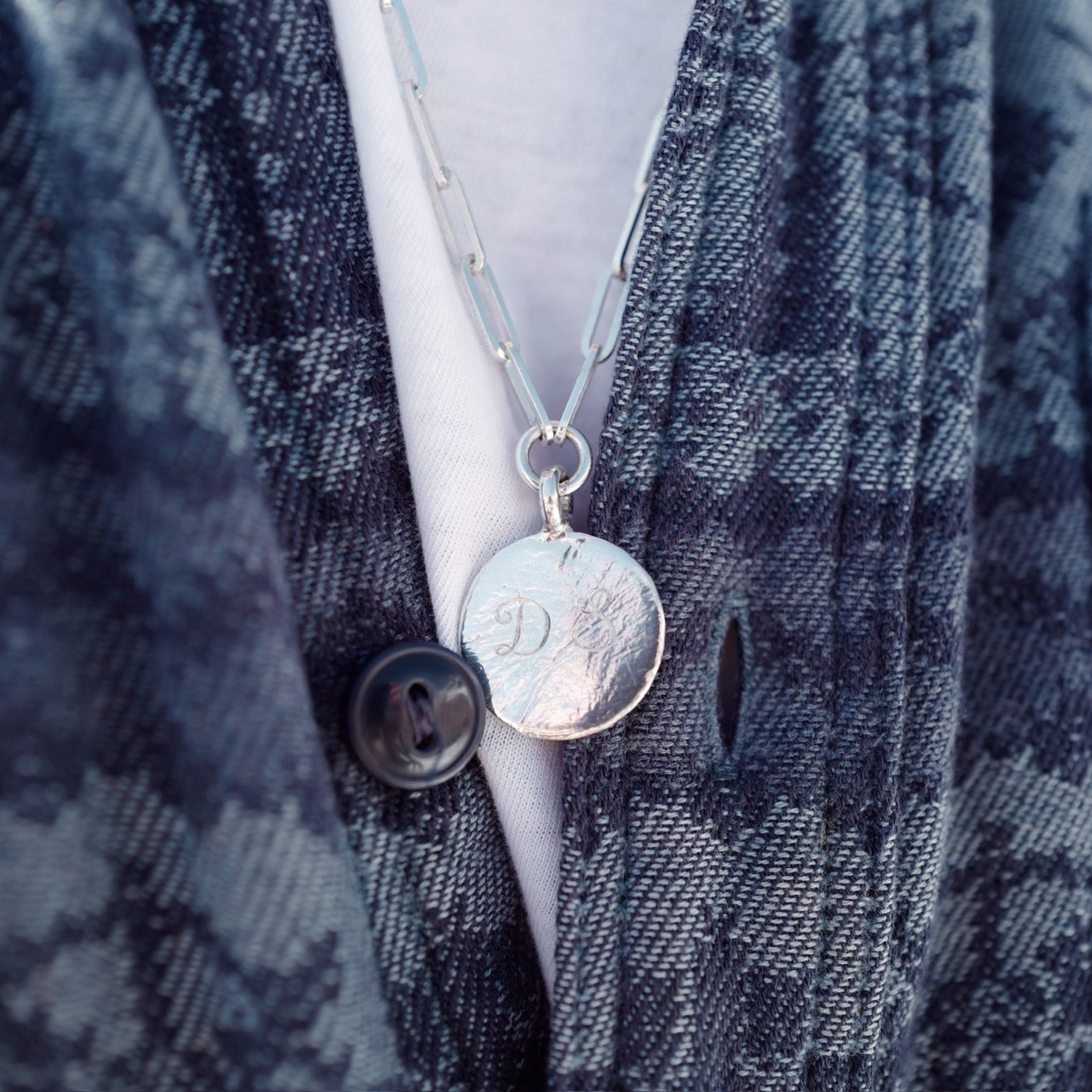 Silver Large Moon Trace Chain Necklace