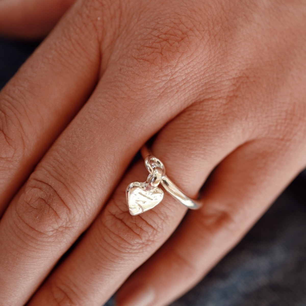 Silver Baby Heart Falling Ring