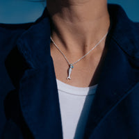 Silver Blue Topaz Fish Necklace