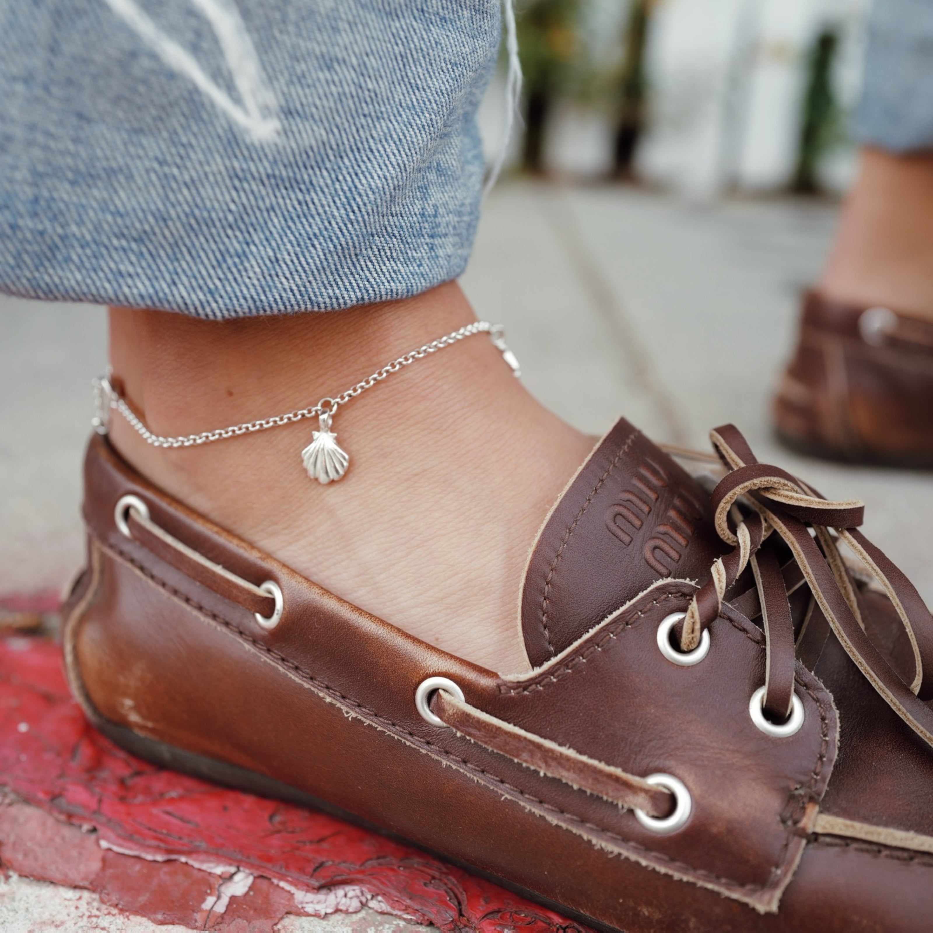Silver Trio Scallop Shell Anklet