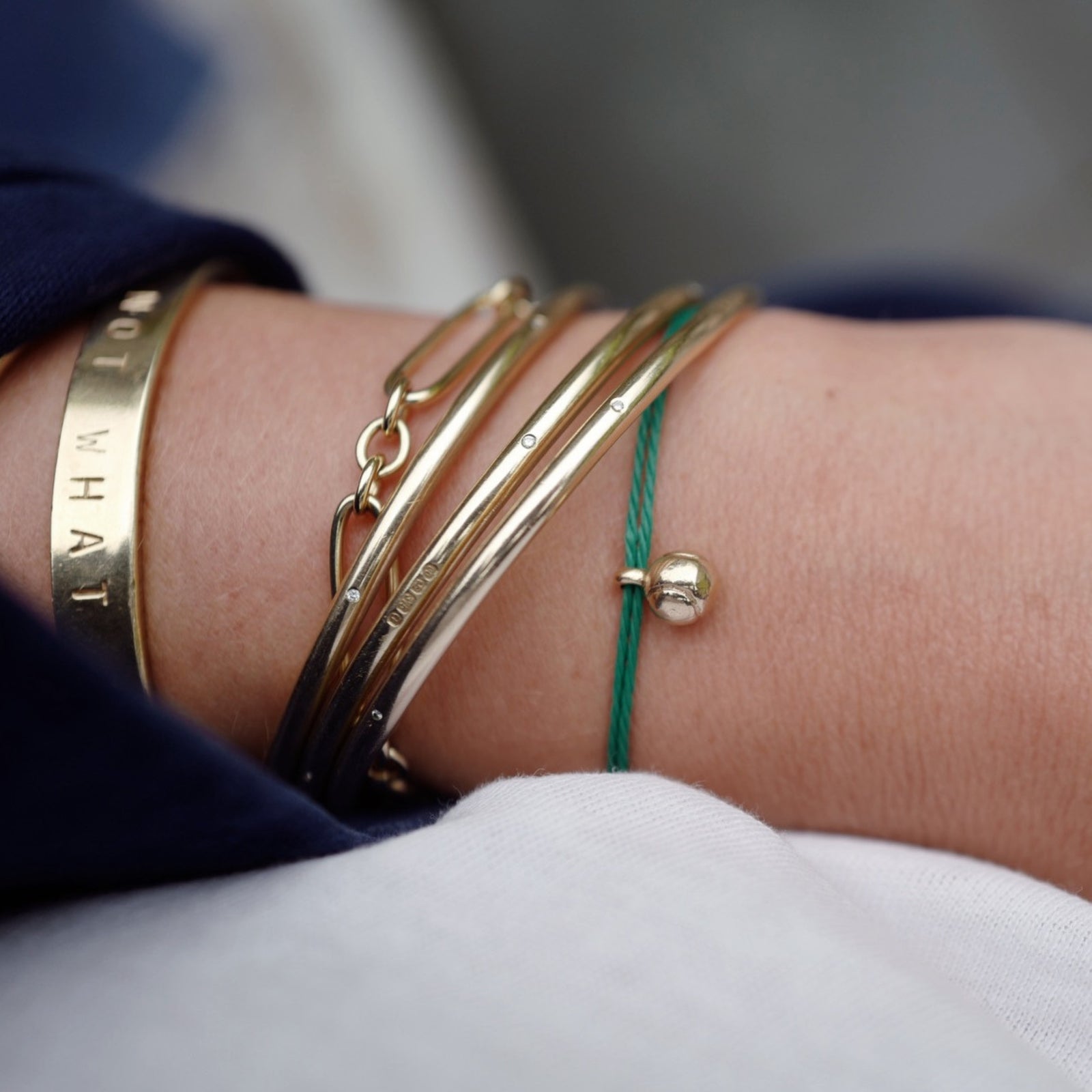 Gold DD Tennis Ball Cord Bracelet