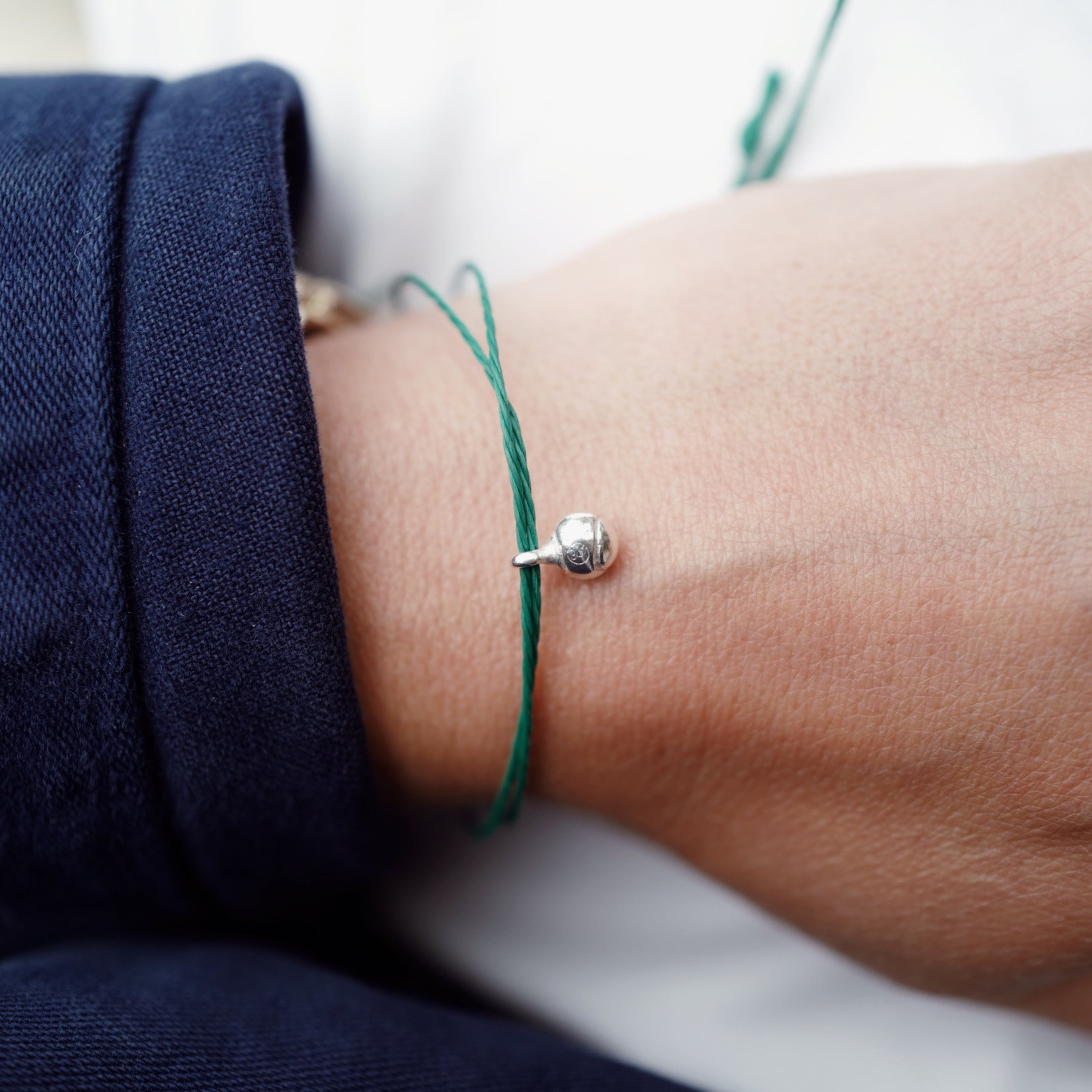 Silver DD Tennis Ball Cord Bracelet