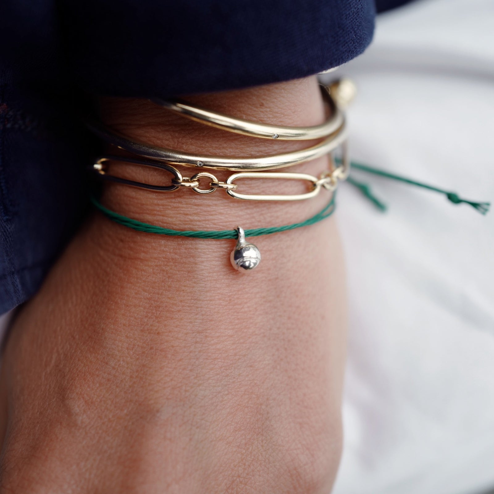 Silver DD Tennis Ball Cord Bracelet