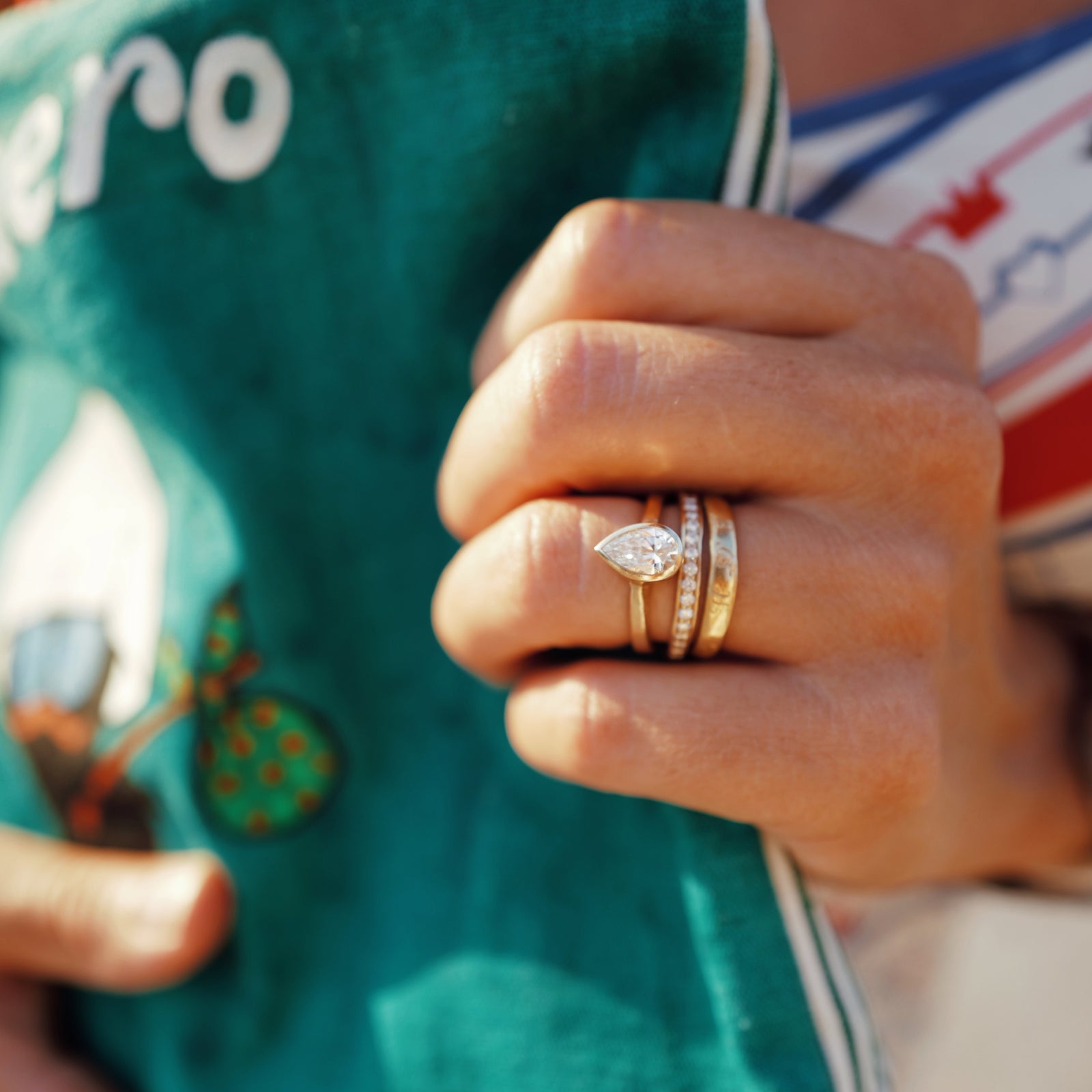 The Muse' 9ct Gold Pear 1ct Lab Grown Diamond Bezel Engagement Ring