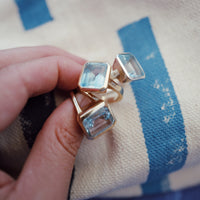 Gold Juno Blue Topaz Split Shank Ring