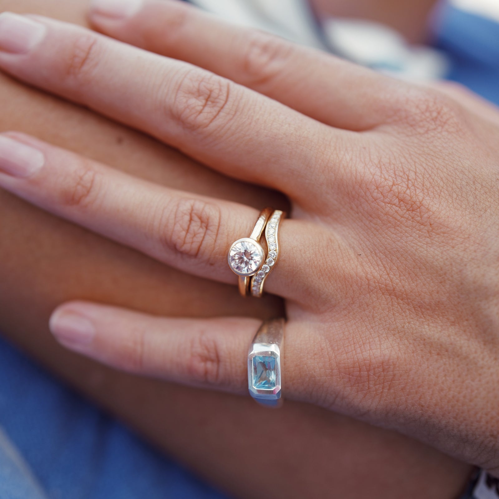 'The Eternity' 9ct Gold Round 1ct Natural Diamond Bezel Engagement Ring