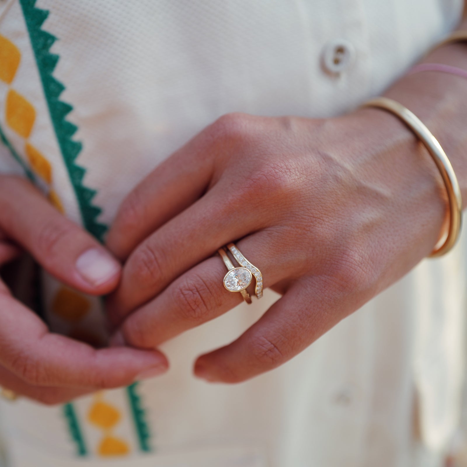 'The Story' 9ct Gold Oval 1ct Lab Grown Diamond Bezel Engagement Ring