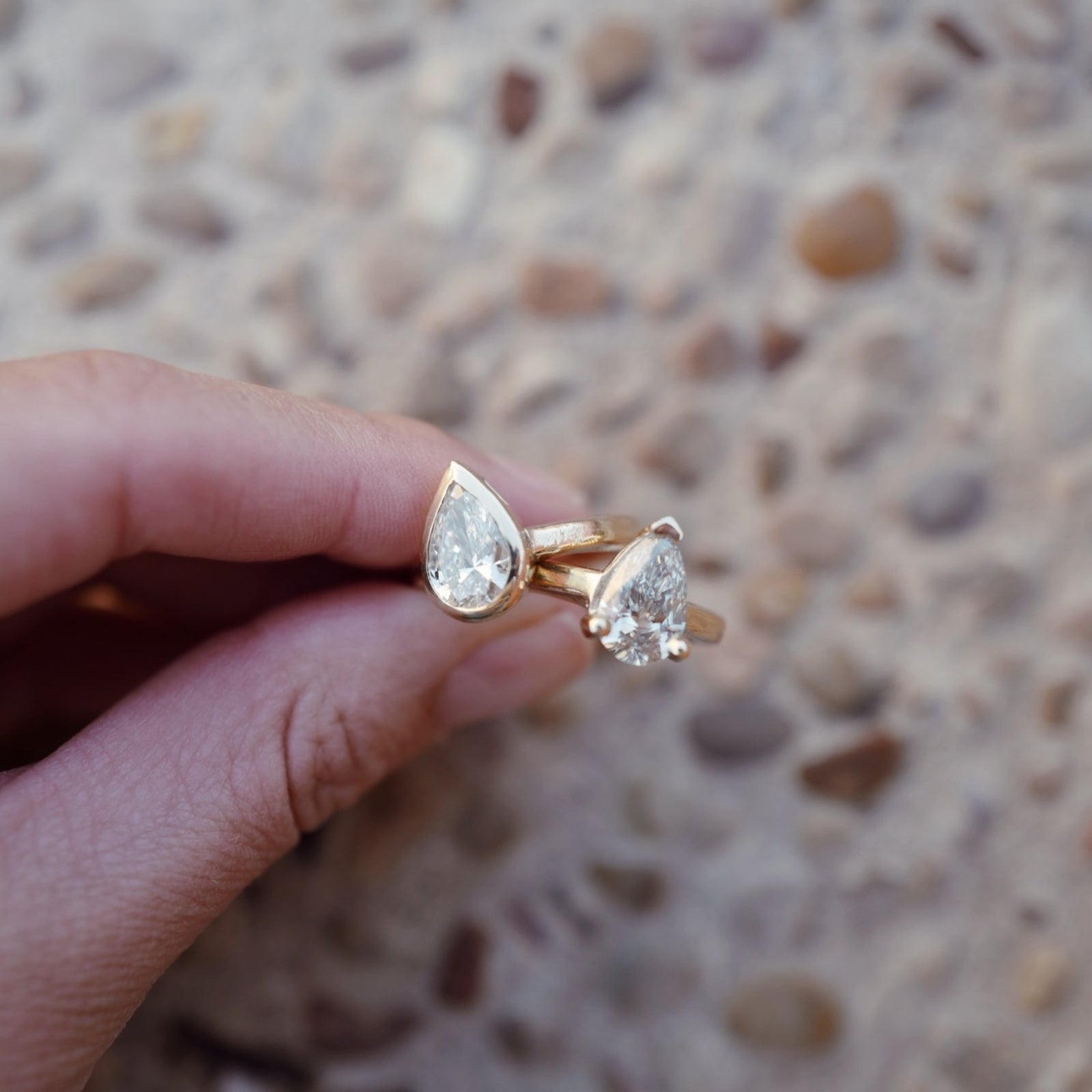 'The Muse' 9ct Gold Pear 2ct Lab Grown Diamond Bezel Engagement Ring