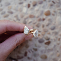'The Muse' 9ct Gold Pear 2ct Lab Grown Diamond Bezel Engagement Ring