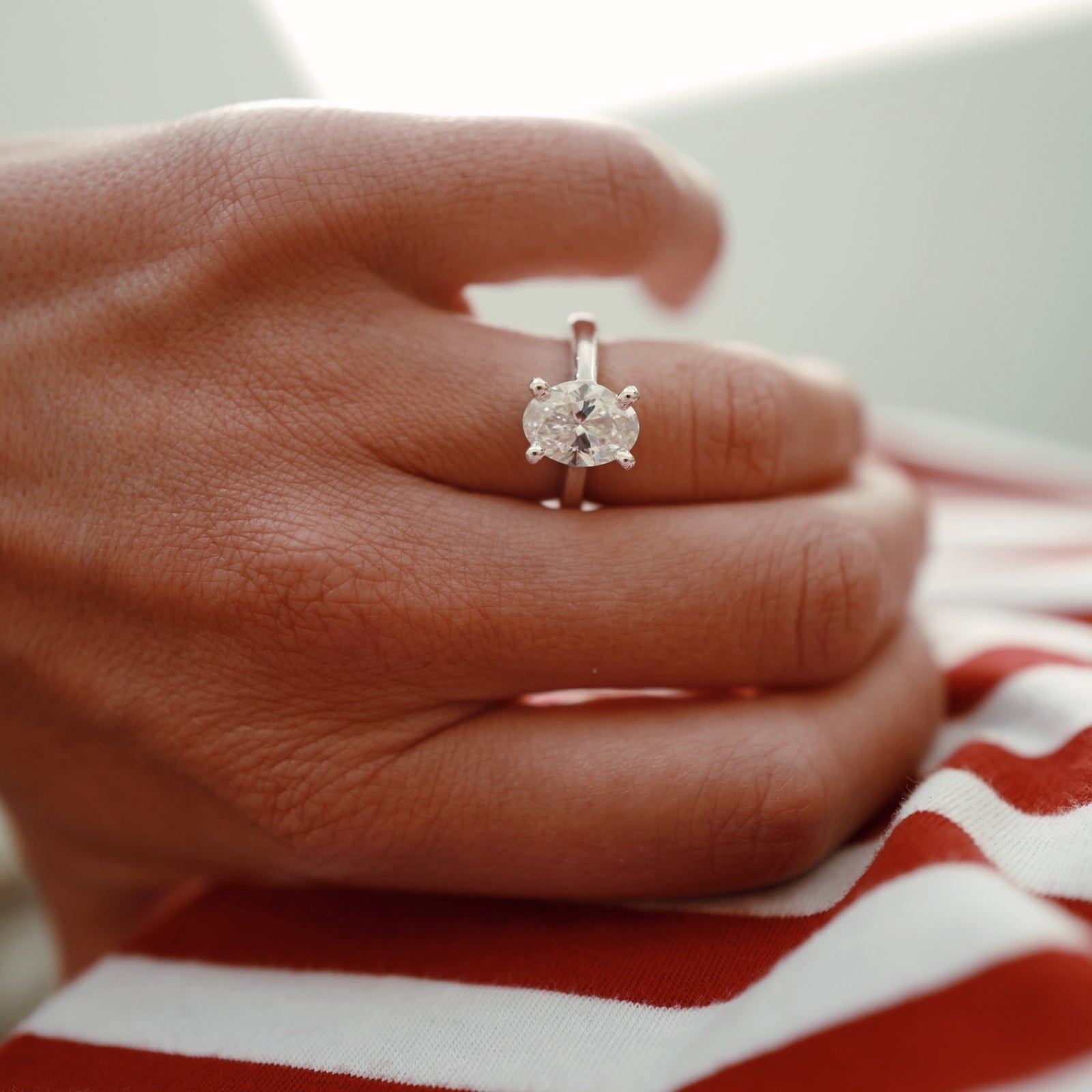 'The Story' Silver Oval 2ct Lab Grown Diamond Claw Engagement Ring